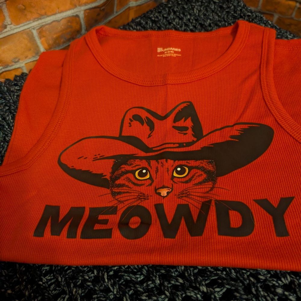 No Boundaries Red Meowdy Cat Tank Top